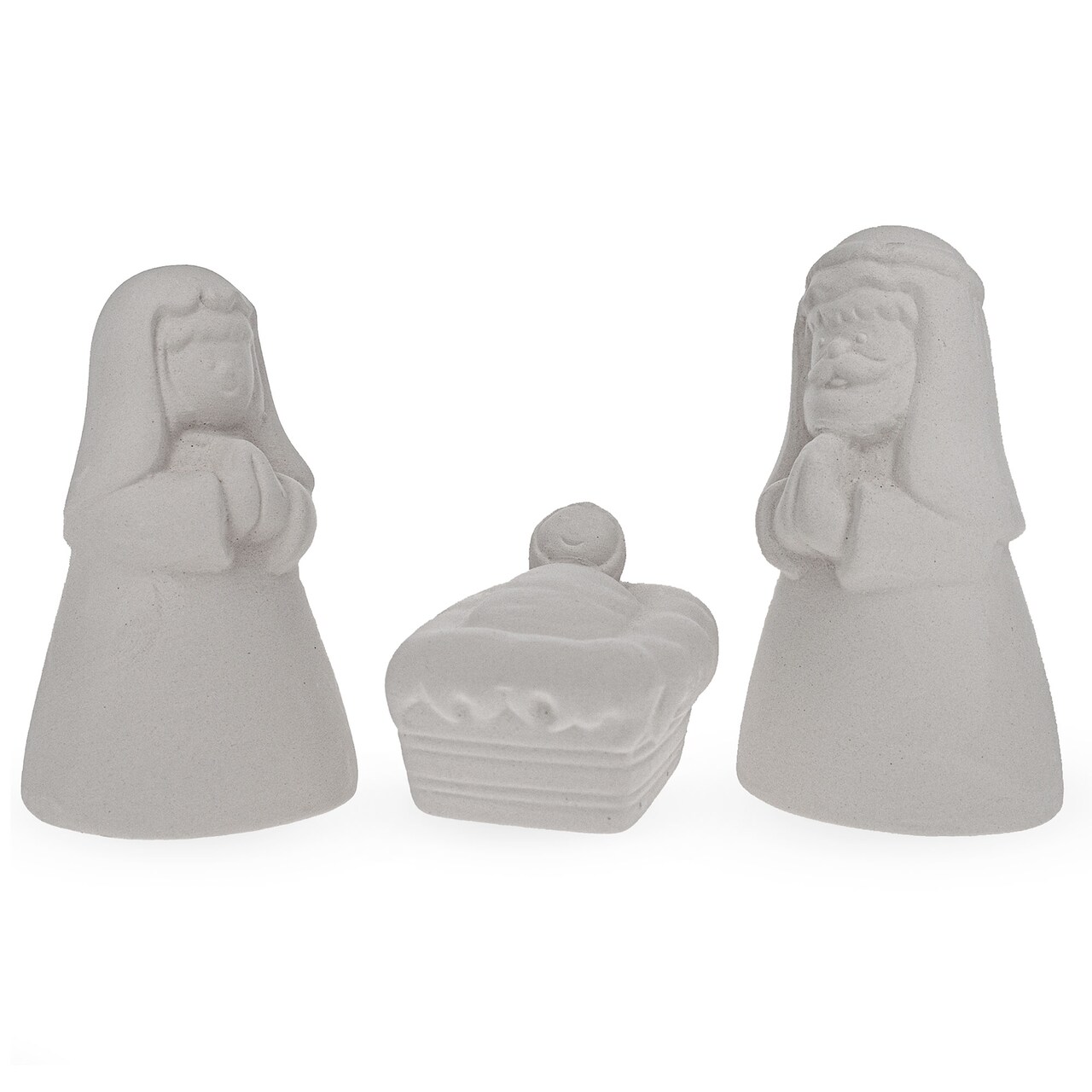Blank Unpainted White Ceramic Nativity Scene Christmas Figurines 3.3 Inches